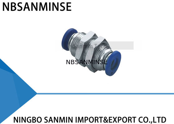 PMM বাল্কহেড ইউনিয়ন টিউব বায়ুসংক্রান্ত পায়ের পাতার মোজাবিশেষ দ্রুত সংযোগকারী PU টিউব ফিটিং প্লাস্টিকের ফিটিং সানমিন