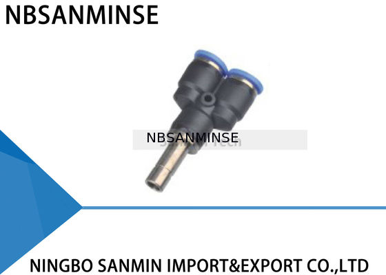 PYJ 3 ওয়ে বায়ুসংক্রান্ত সমান টি Y ওয়াইপ সংযোগকারী প্লাস্টিক বায়ু জিনিসপত্র এক টাচ পুশ উচ্চ মানের স্যানিমিন