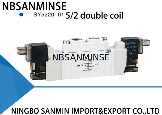 SY5000 মিনি বায়ুসংক্রান্ত সলিনয়েড ভালভ 220VAC ডাস্টপ্রোফ 5/2 5/3 অবস্থান