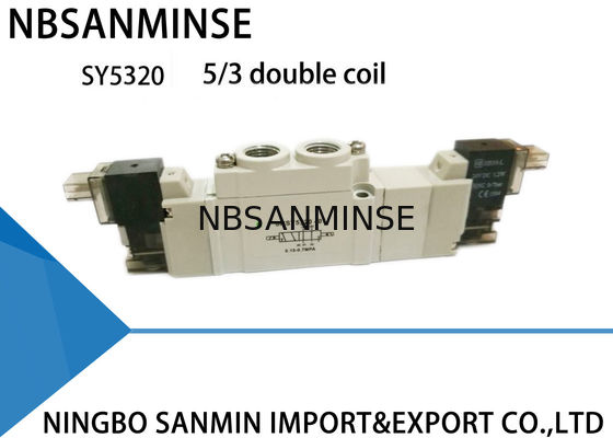 SY5000 মিনি বায়ুসংক্রান্ত সলিনয়েড ভালভ 220VAC ডাস্টপ্রোফ 5/2 5/3 অবস্থান