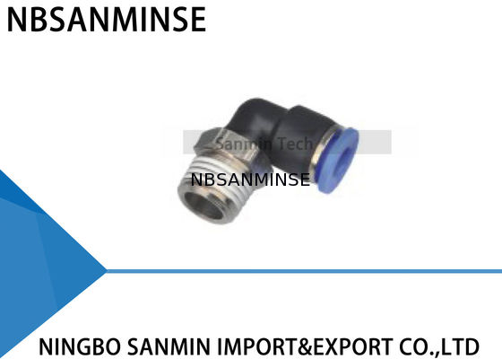 PLN প্লাস্টিক বায়ুসংক্রান্ত যন্ত্রাংশ বায়ু পুরুষ কনুই ফিটিং দ্রুত সংযোগ উপাদান সানমিন মধ্যে পুশ