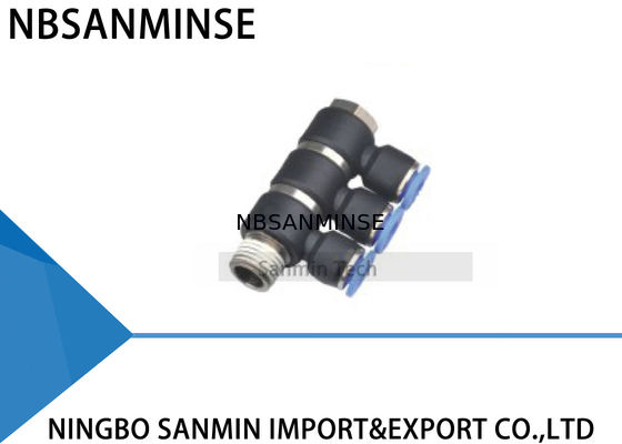 টিউব ইউনিভার্সাল ট্রিপল শাখা ইউনিয়ন জিনিসপত্র সুইভেল দ্রুত সংযোগকারী সানমিন প্লাস্টিক বঞ্জো এয়ার পুশ