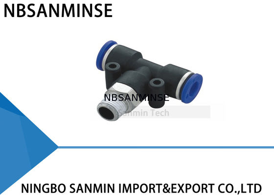 পিসি প্লাস্টিক পুরুষ শাখা টি ফিট মেশিন বেতার সংযোগকারী সানমিন মধ্যে বায়ুসংক্রান্ত ধাক্কা