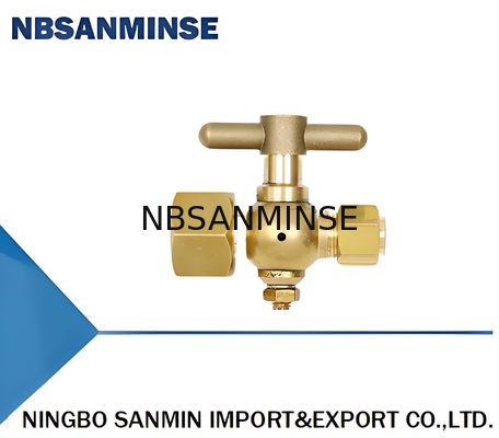 ব্রাস তিন উপায় প্লাগ ভালভ সংযোগ চাপ গেইজ 0.6MPA